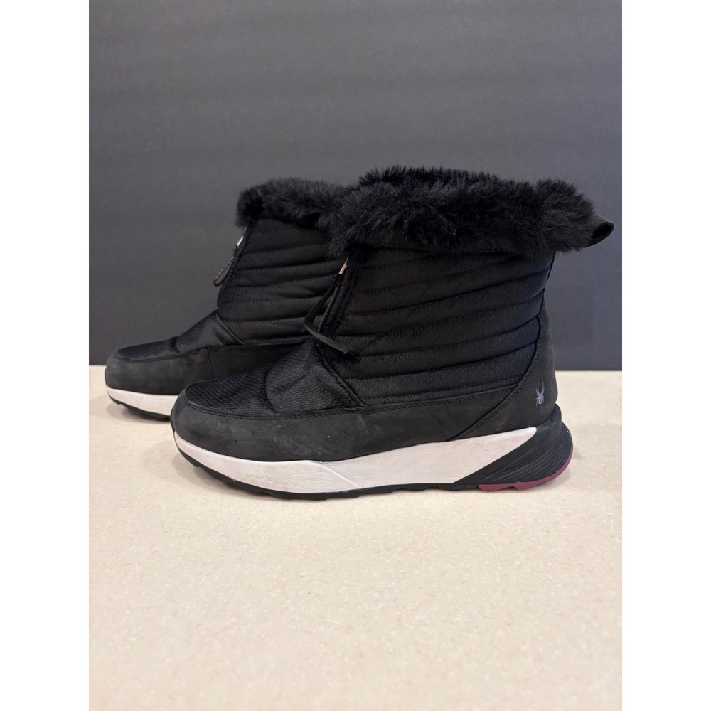 Spyder Aspen Women's Winter Boots Size 7.5 Black Faux Fur Waterproof Zip-up EUC!